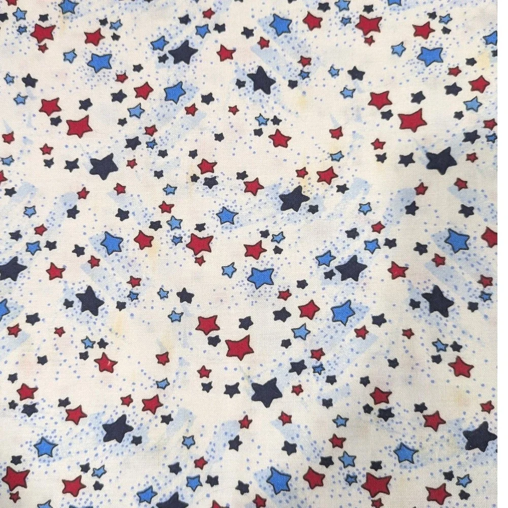 Patriotic Red White Blue Star Print Cotton Americana Fabric 44